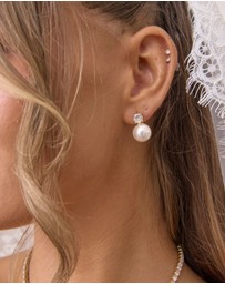 The White Collection - Annabelle - Classic Gold Pearl Bridal Earrings