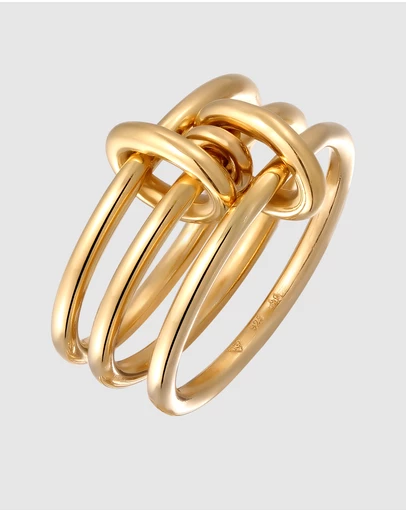 Elli Jewelry - Trio Band Ring in Gold-Plated 925 Silver