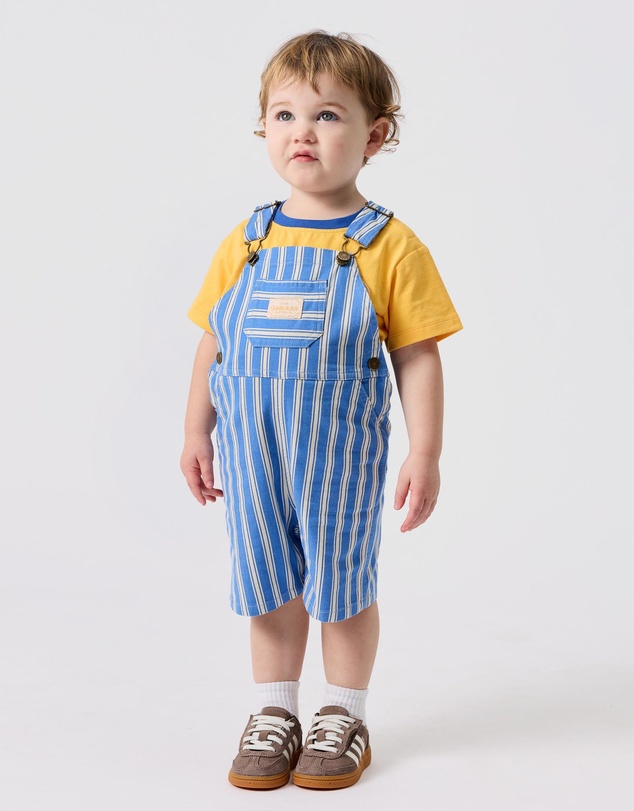 Goldie + Ace - Lightweight Cotton Twill Stripe Burton Shortalls - ICONIC EXCLUSIVE - Babies