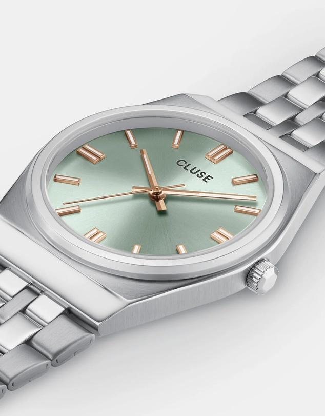 Cluse - Retro 70's Sage Green/Silver Link