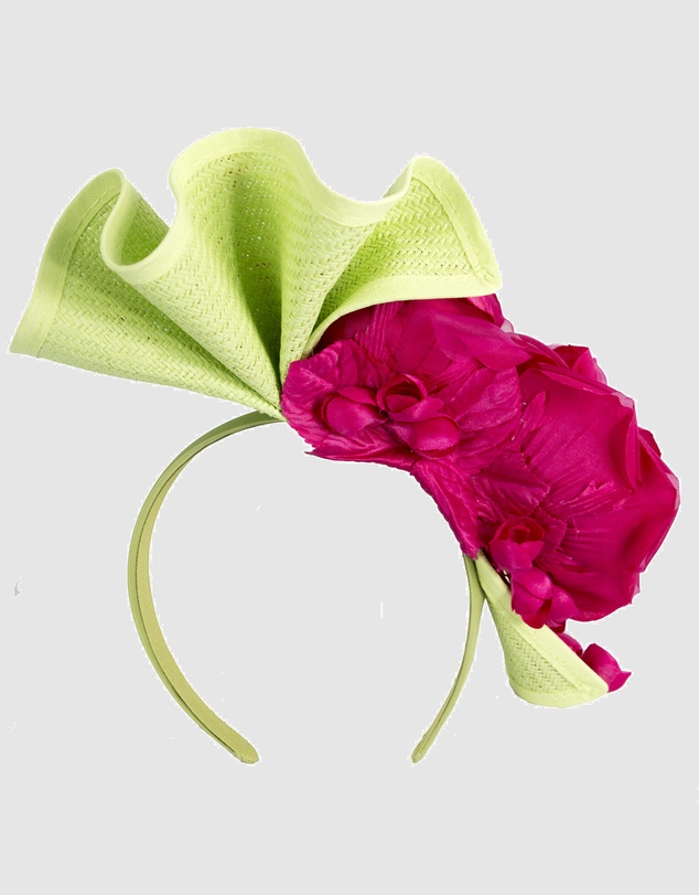 Fillies Collection - Bespoke Sculpted Lime Fuchsia Racing Fascinator
