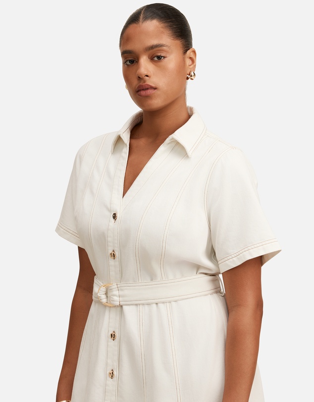 Forever New Curve - Josephine Curve Short Sleeves Denim Dress