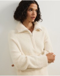 Atmos&Here - Jordie Half Zip Fluffy Turtleneck Sweater