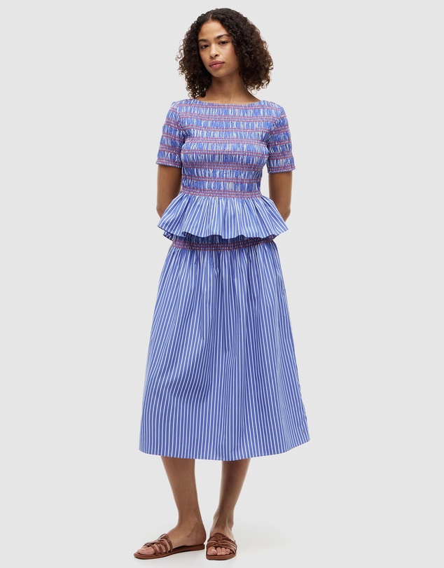 Tommy Hilfiger - Smock Stripe Ruffle Boat Neck Top