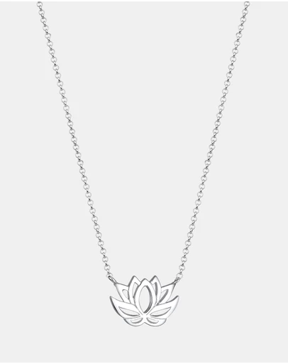 Elli Jewelry - Lotus Pendant Necklace in 925 Silver