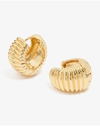 Lovisa - Gold Plated Brass Ribbed Graduated Huggie Earrings