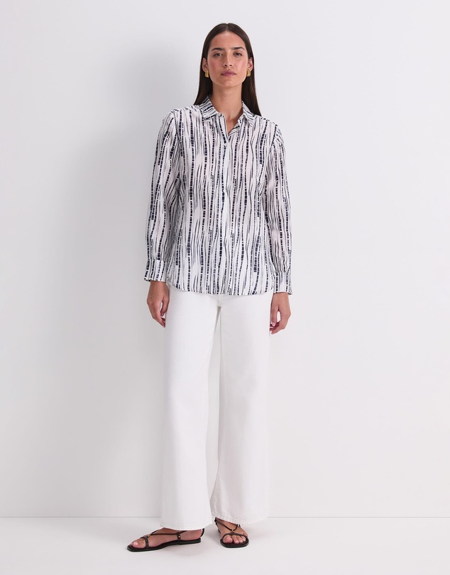 Sportscraft - Stripe Cotton Silk Long Sleeve Shirt