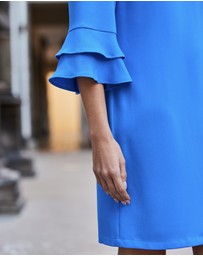 Sosandar - Ring Detail Ruffle Sleeve Shift Dress
