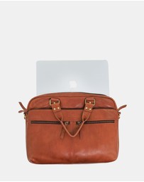 Pierre Cardin - Pierre Cardin Multi-Compartment Leather Computer Bag