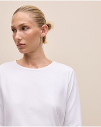 Trenery - Cotton Long Sleeve Crew T-shirt in White