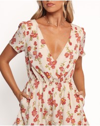 Petal & Pup - Zev Short Sleeve Playsuit - Ivory Floral