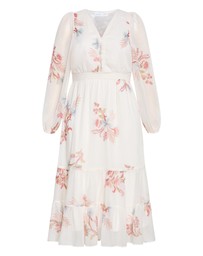 City Chic - Kiki Long Sleeve Print Maxi Dress