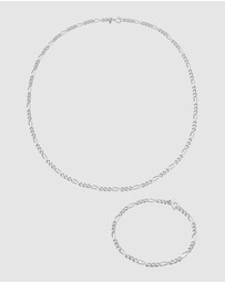 Kuzzoi - ICONIC EXCLUSIVE - Jewelry Set Men Figaro Chain in 925 Sterling Silver
