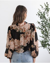 Esther & Co - Veiga Blouse - Black Floral