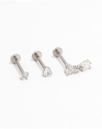 Lovisa - Surgical Steel Pear Cubic Zirconia Drop Flat Backs 3-Pack