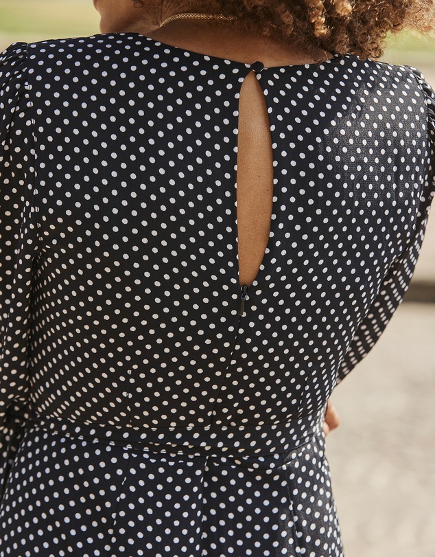 Sosandar - Black Spot Print Belted Midi Dress