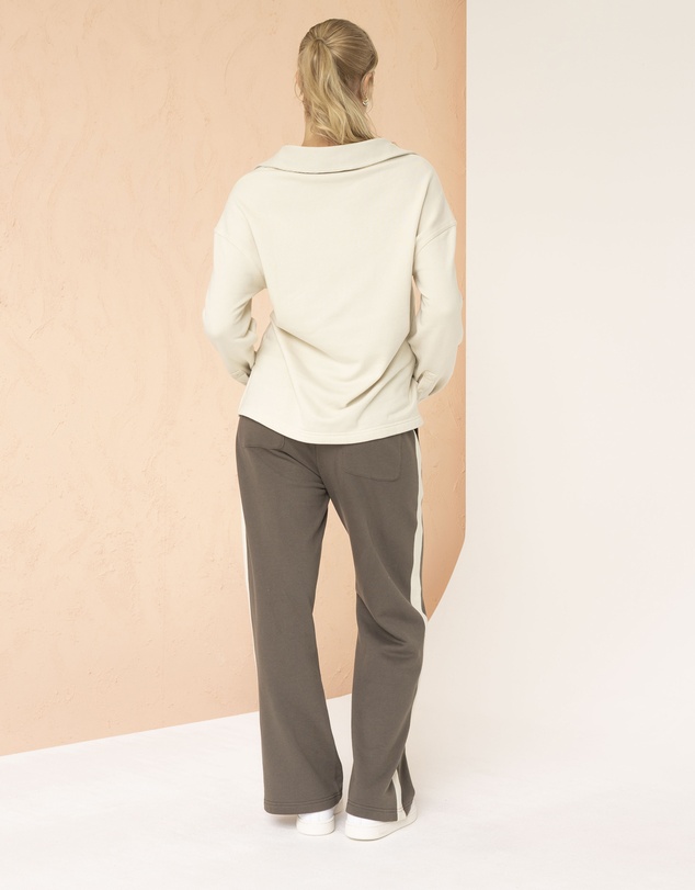 Angel Maternity - Daily Snap Button Collar Sweatshirt in Apricot