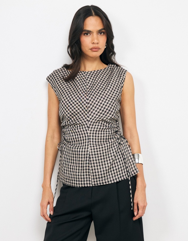 AERE - Aria Gingham Linen Top