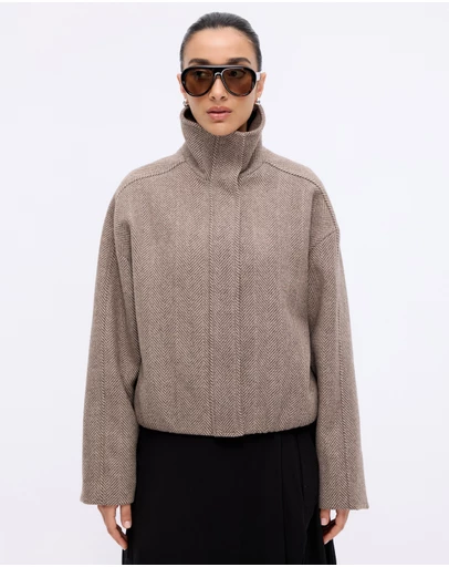 Minima Esenciales - Lucia Wool Blend Funnel Neck Jacket