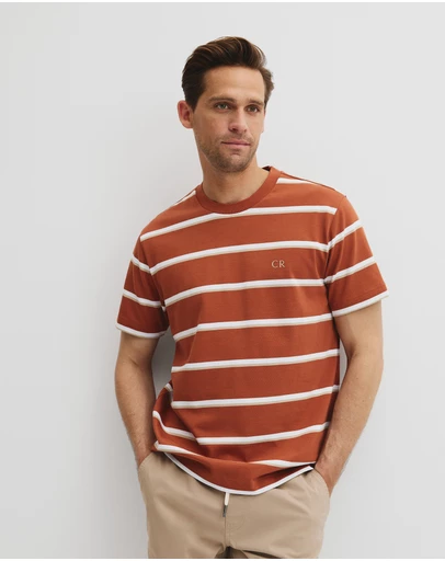 Country Road - Australian Cotton Cr Logo Stripe T-shirt