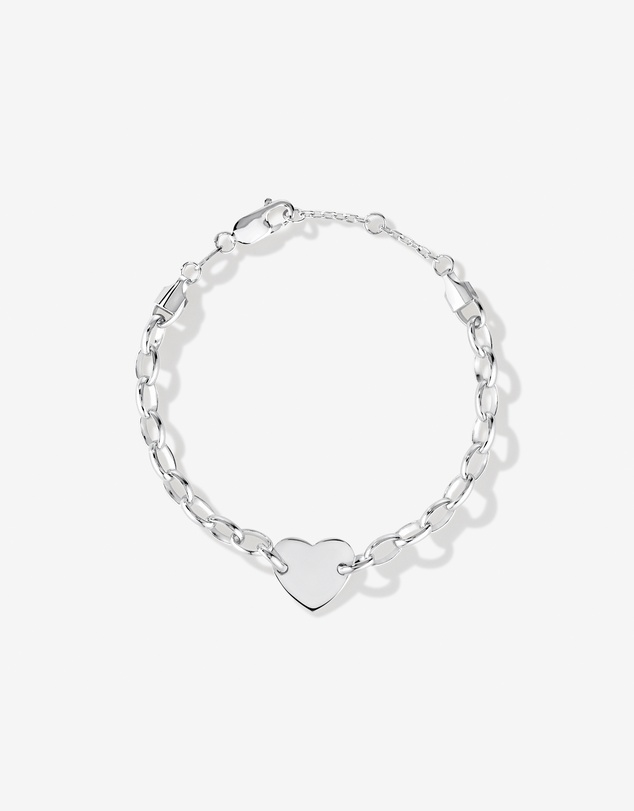 Michael Hill - Heart Disc Oval Belcher Bracelet in Sterling Silver