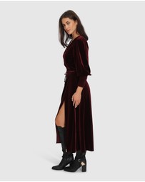 Belle & Bloom - Current Mood Velvet Wrap Dress - Burgundy