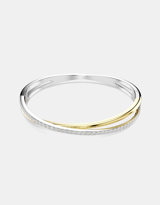 Swarovski - Hyperbola bangle, Round cut, White, Mixed metal finish