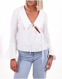 Petal & Pup - Adler Asymmetrical Tie Shirt - White