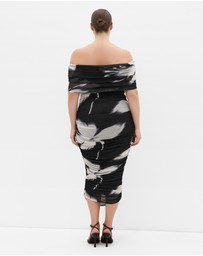 City Chic - Dana Mesh Blur Print Dress