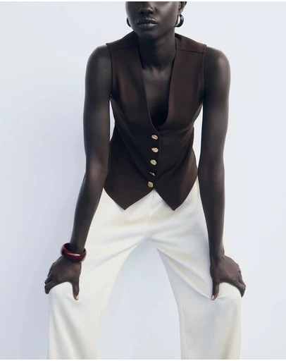 M.N.G - Waistcoat With Jewel Buttons