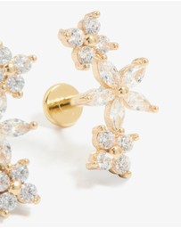 Lovisa - Gold Plated Surgical Steel Cubic Zirconia Flower Claw Flat Back Studs 2-Pack