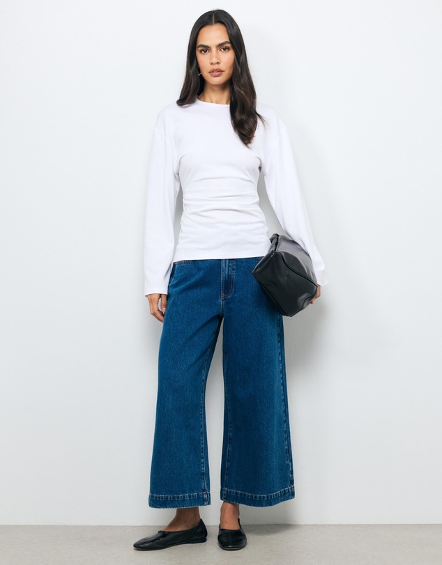 AERE - High Rise Wide Crop Jeans