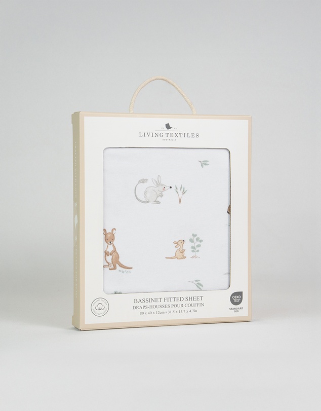 Living Textiles - Organic Bassinet Fitted Sheet - Australiana
