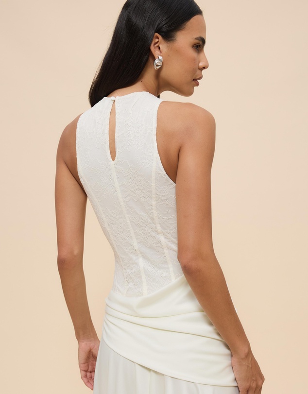 CHANCERY - Layla High Neck Lace Panelled Maxi Dress