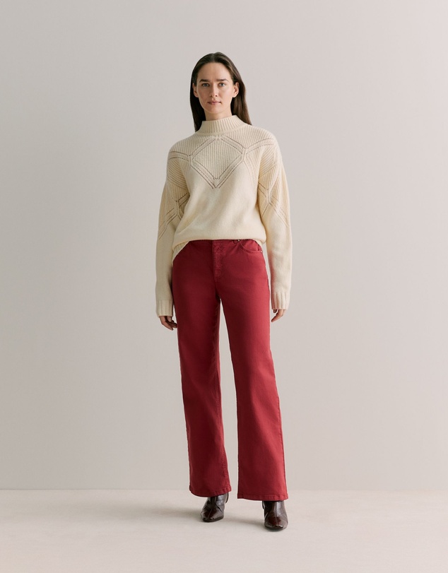Trenery - Garment Dyed Wide Leg Jean in Oxblood