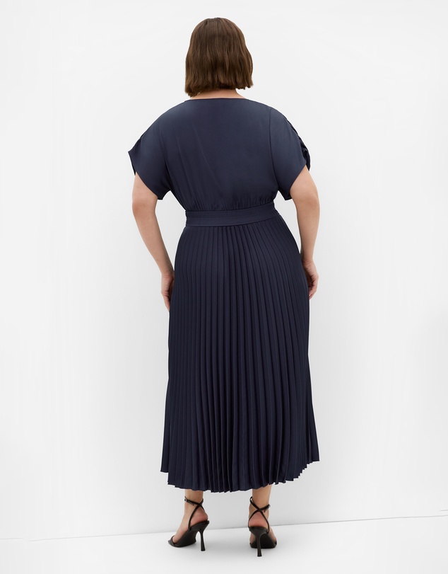 City Chic - Plus size Elia Pleat Dress - petrol