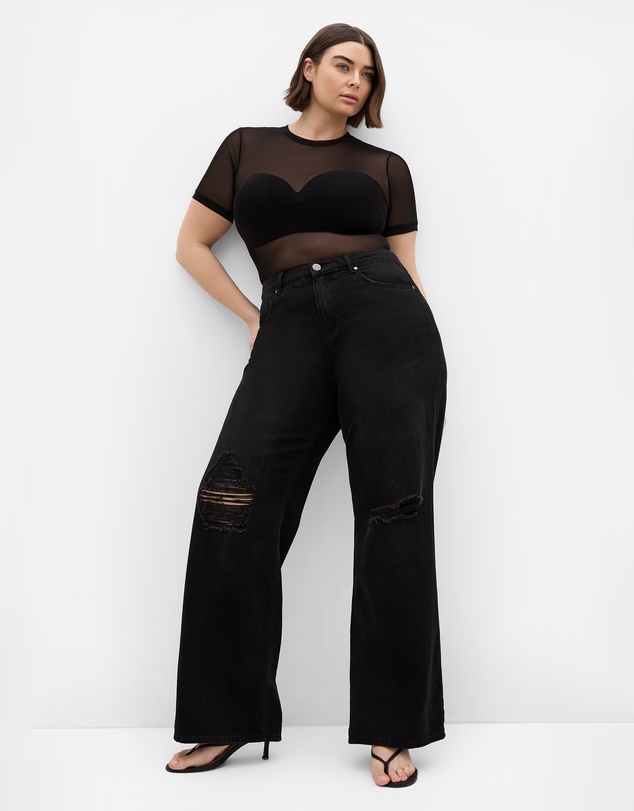 City Chic - Plus size Harley Fit Harriet Wide Leg Regular Jean - black wash