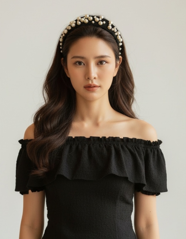 Mossée - Aria Clear Headband with Pearl Accents