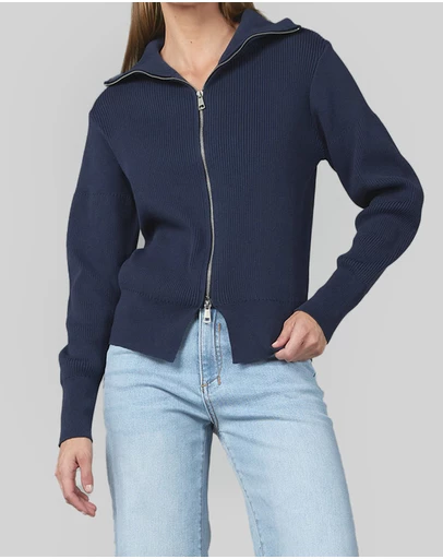 DRICOPER DENIM - Clara Navy Rib Knit Top