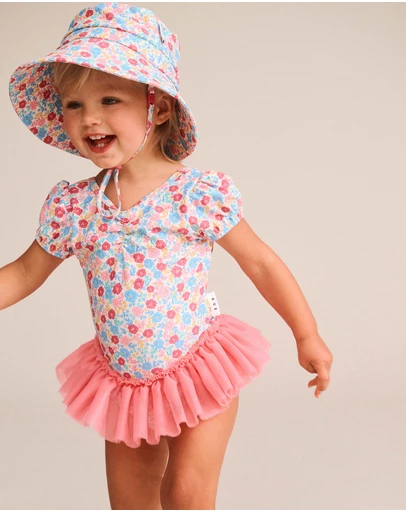 Huxbaby - Vintage Floral Peplum Swimsuit - Babies-Kids