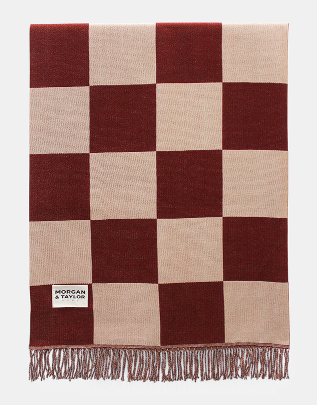 Morgan & Taylor - Checkmate Soft Touch Throw Blanket in Brown and Beige Check