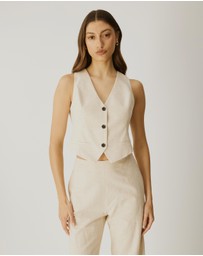 Atmos&Here - Yasmin Linen Blend Cross Back Vest
