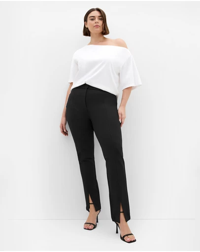 City Chic - Plus size Wynter Tapered Ponte Pant - black
