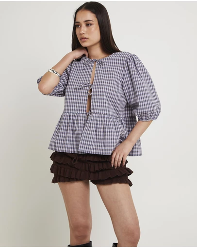 Subtitled - Delmar Check Frill Shirt