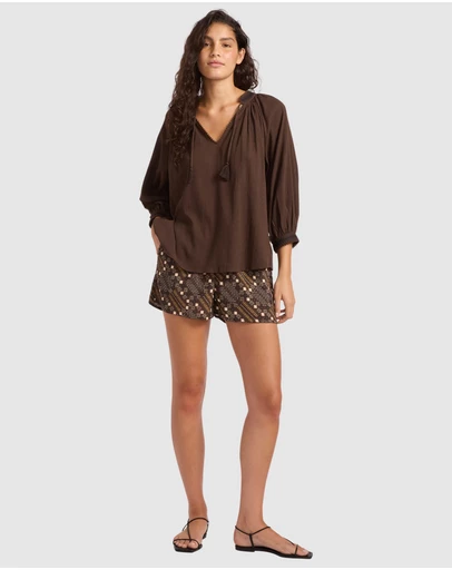 Seafolly - Crinkle Gauze Trim Peasant Blouse