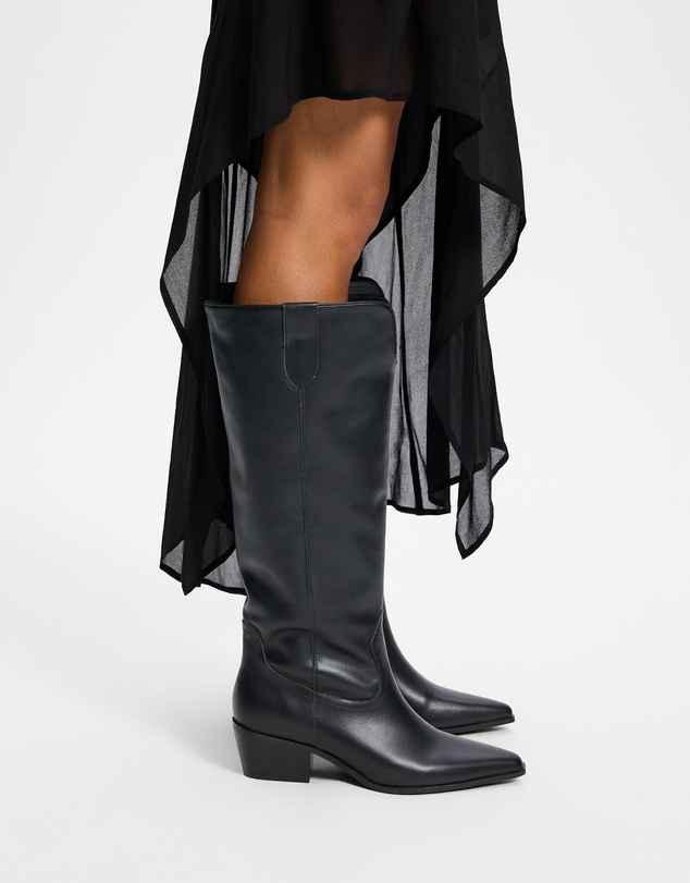 AERE - Rozalia Knee High Leather Cowboy Boots