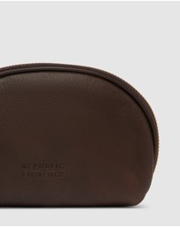 Republic of Florence - Duo Matt Chocolate Leather Pouch Set