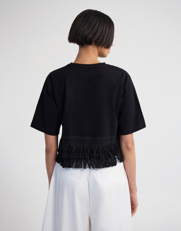 Oxford - Bria Cotton Fringe Trim T-Shirt