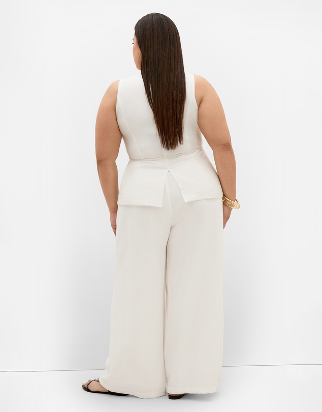 City Chic - Plus size Evani Tie Waist Vest - ivory