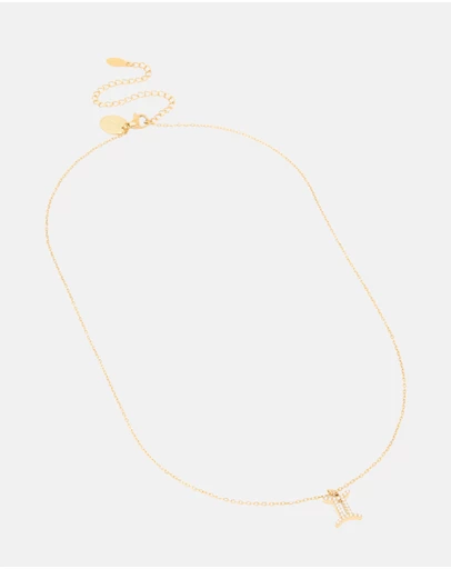 Lovisa - Waterproof Gold Plated Stainless Steel Cubic Zirconia Gemini Zodiac Sign Necklace